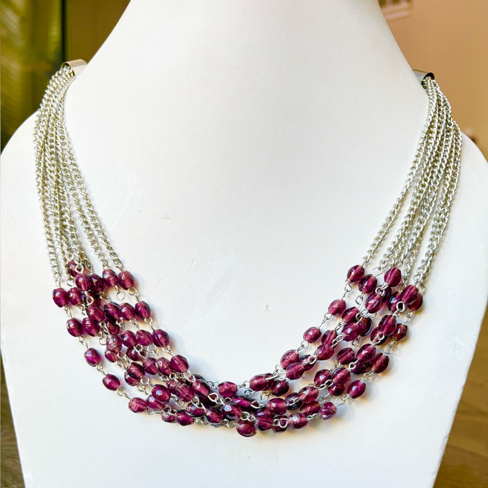 Multi-layer Purple Beaded Necklace
